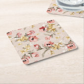 Abstract Elegance florale patroon 3 Kartonnen Onderzetters (Schuin)
