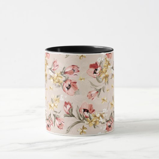 Abstract Elegance florale patroon 3 Mok (Midden)