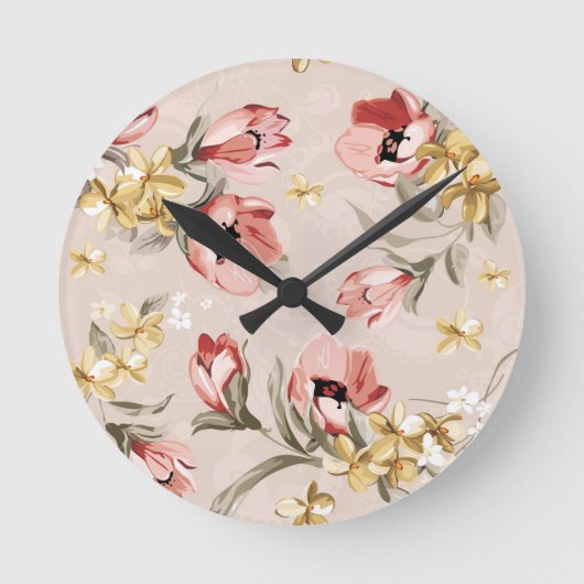 Abstract Elegance florale patroon 3 Ronde Klok (Voorkant)