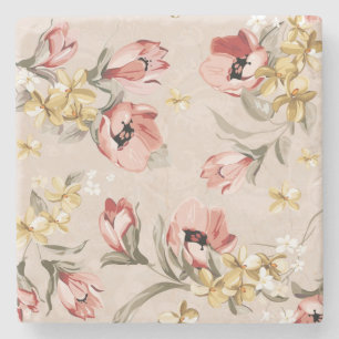 Abstract Elegance florale patroon 3 Stenen Onderzetter