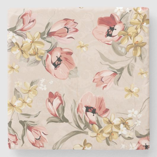 Abstract Elegance florale patroon 3 Stenen Onderzetter (Voorkant)