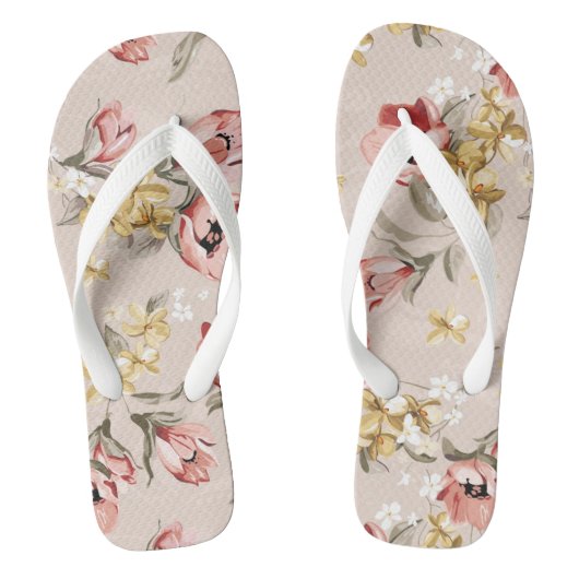 Abstract Elegance florale patroon 3 Teenslippers (Voetbed)