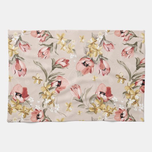 Abstract Elegance florale patroon 3 Theedoek (Horizontaal)