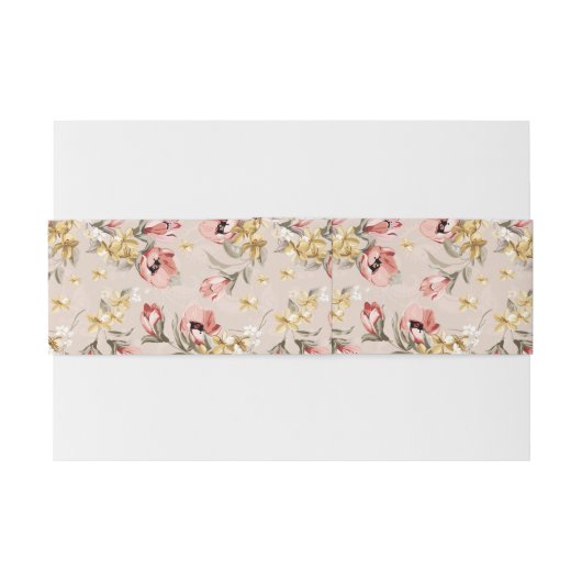 Abstract Elegance florale patroon 3 Uitnodigingen Wikkel (Achterkant Voorbeeld)