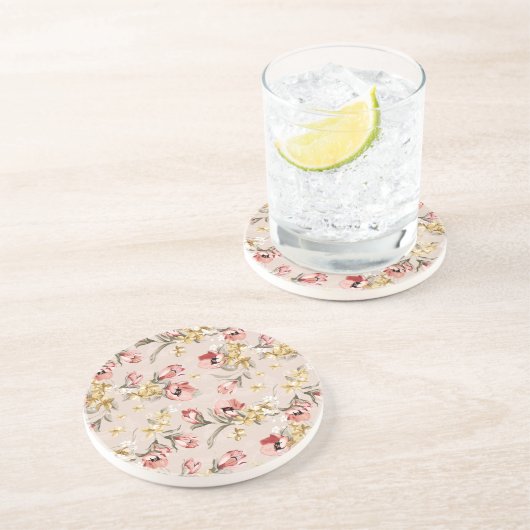 Abstract Elegance florale patroon 3 Zandsteen Onderzetter (Zijkant)