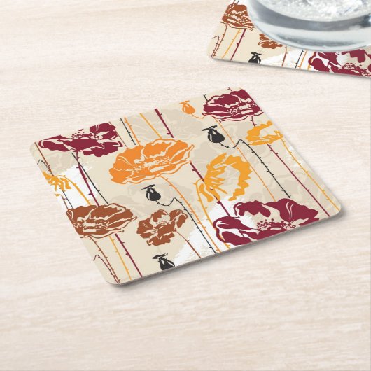 Abstract Elegance florale patroon 4 Kartonnen Onderzetters (Schuin)