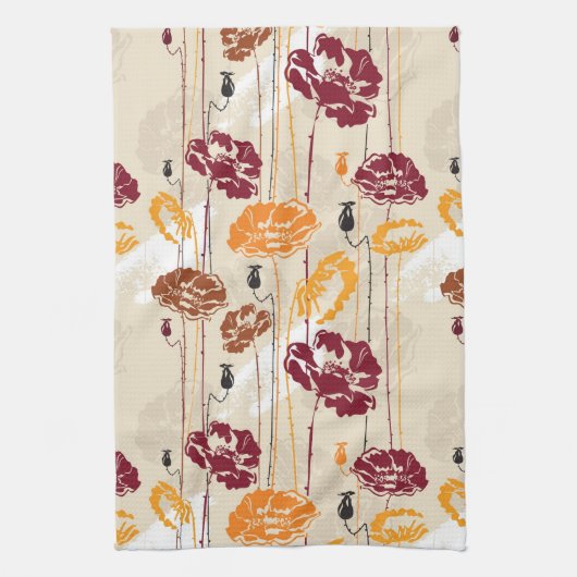 Abstract Elegance florale patroon 4 Theedoek (Verticaal)