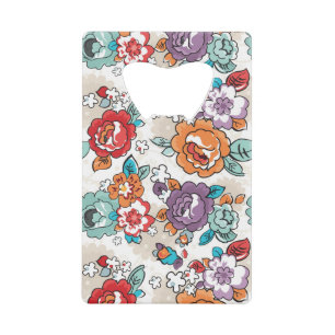 Abstract Elegance floreel patroon 5 Creditkaart Flessenopener