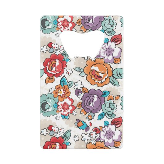 Abstract Elegance floreel patroon 5 Creditkaart Flessenopener (Voorkant)