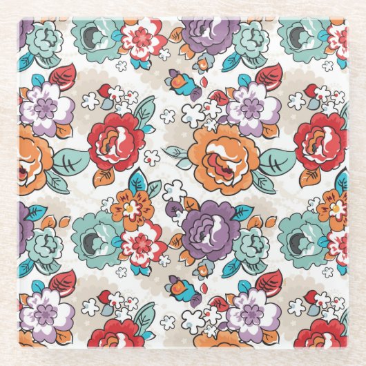 Abstract Elegance floreel patroon 5 Glazen Onderzetter (Voorkant)