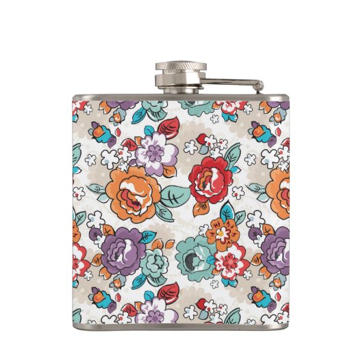 Abstract Elegance floreel patroon 5 Heupfles (Achterkant)