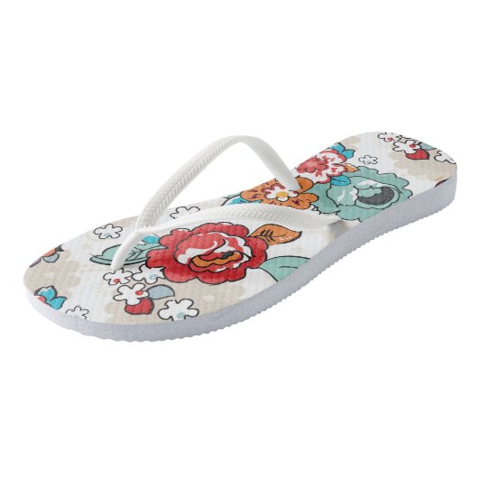 Abstract Elegance floreel patroon 5 Teenslippers (Schuin)