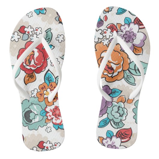 Abstract Elegance floreel patroon 5 Teenslippers (Voetbed)
