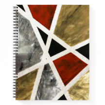 Abstract Elegance Notitieboek - Zwart, Rood, Goude
