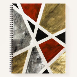Abstract Elegance Notitieboek - Zwart, Rood, Goude