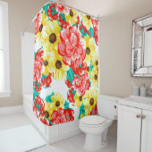 Abstract elegance seamless pattern with floral bac douchegordijn (In situ)