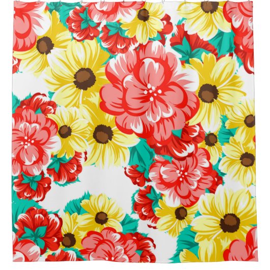 Abstract elegance seamless pattern with floral bac douchegordijn (Voorkant)