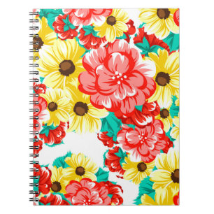 Abstract elegance seamless pattern with floral bac notitieboek