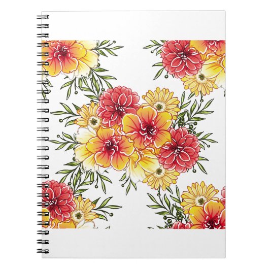 Abstract elegance seamless pattern with floral bac notitieboek (Voorkant)
