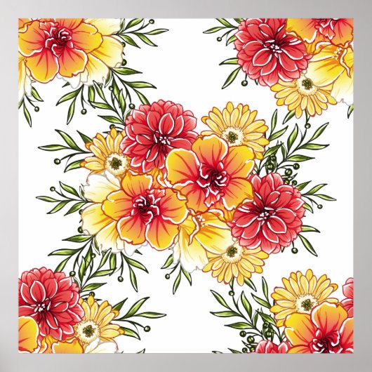 Abstract elegance seamless pattern with floral bac poster (Voorkant)