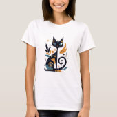 Abstract Elegant Cat Art Design T-shirt (Voorkant)