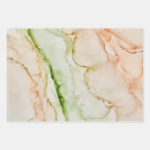 Abstract Elegant Jade Green Blush Peach Inpakpapier Vel (Voorkant 3)