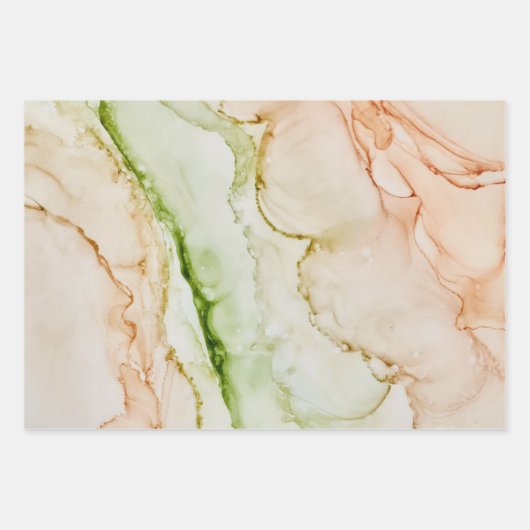 Abstract Elegant Jade Green Blush Peach Inpakpapier Vel (Voorkant 3)