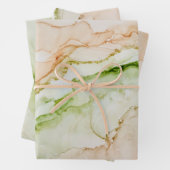 Abstract Elegant Jade Green Blush Peach Inpakpapier Vel (In situ)