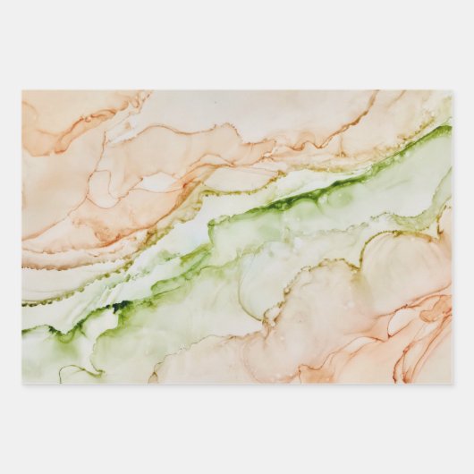 Abstract Elegant Jade Green Blush Peach Inpakpapier Vel (Voorkant)