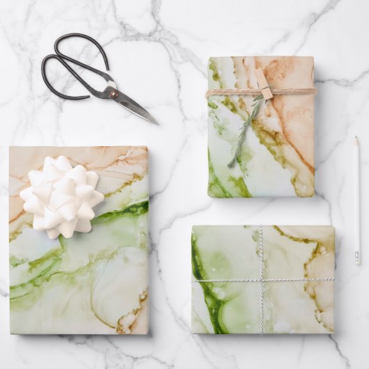 Abstract Elegant Jade Green Blush Peach Inpakpapier Vel (Voorkant)