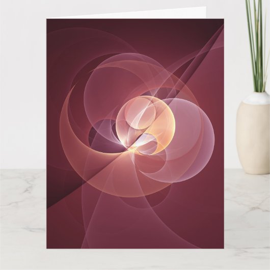 Abstract Elegant Modern Wine Red Fractal Art Bedankkaart (Voorkant)
