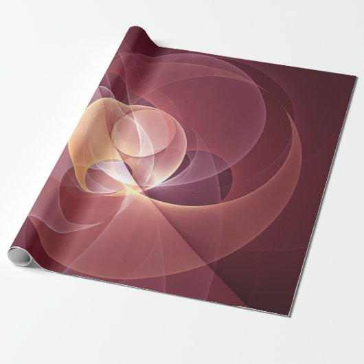 Abstract Elegant Modern Wine Red Fractal Art Cadeaupapier (Uitgerold)