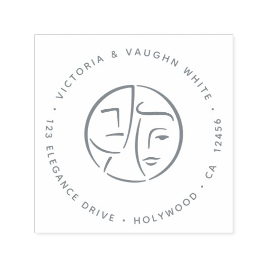 Abstract Elegant Rich Couple Retouradres Zelfinktende Stempel (Design)