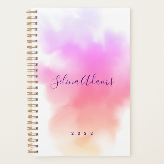 Abstract Elegant roze Gold Waterverf script Planner (Voorkant)