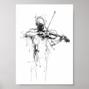 Abstract Elegant Violist Poster