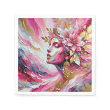 Abstract Elegant vrouw gezicht roze bladeren