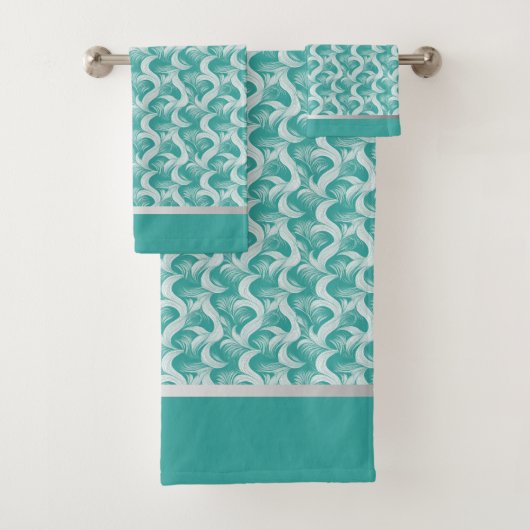 Abstract Elegante Aqua Handdoekenset Bad Handdoek (Insitu)