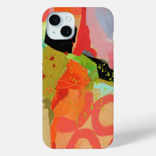 Abstract elegante gemengde kleurrijke schilderij p iPhone 15 mini hoesje