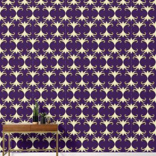 Abstract Elegante Moderne Damast Donkerpaars Stijl Behang