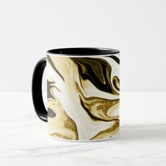 Abstract elegante retro digitale vloeibare marmer mok (Voorkant links)