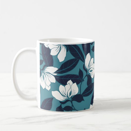 Abstract elegantiepatroon met florale achtergrond. koffiemok (Links)