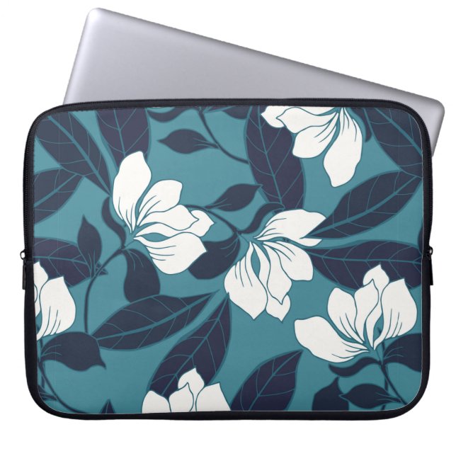 Abstract elegantiepatroon met florale achtergrond. laptop sleeve (Voorkant)