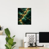 Abstract Emerald Green Jade and Gold Art Poster (Thuiskantoor)