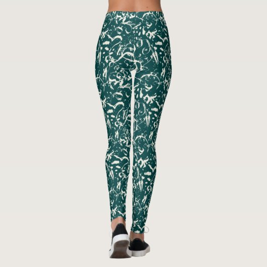 Abstract Emerald Green Leggings  (Achterkant)