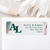 Abstract Emerald Green Monogram Return-adres Etiket (Insitu)