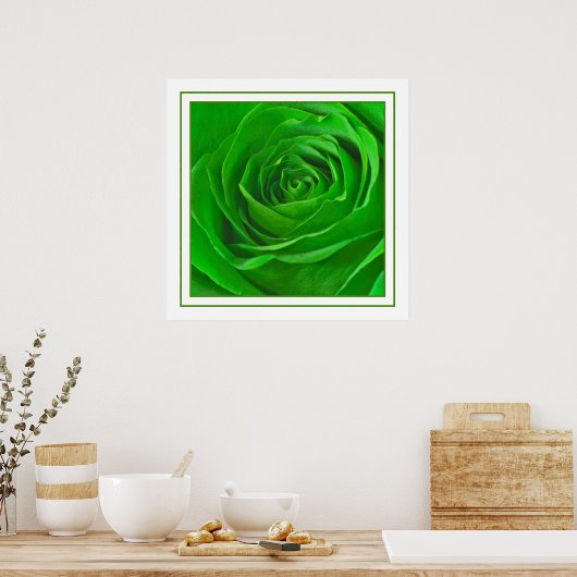 Abstract Emerald Green Roos Center Foto Poster (Keuken)