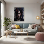 Abstract emotioneel portret van hedendaagse kunst poster