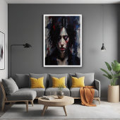 Abstract emotioneel portret van hedendaagse kunst poster