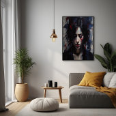 Abstract emotioneel portret van hedendaagse kunst poster