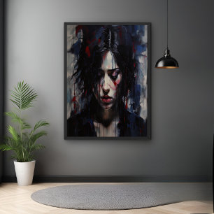 Abstract emotioneel portret van hedendaagse kunst poster